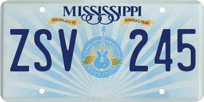 MS license plate ZSV245