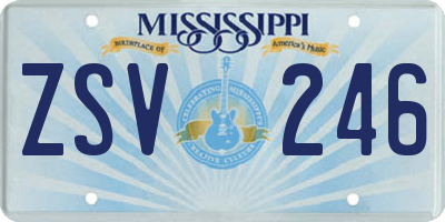 MS license plate ZSV246