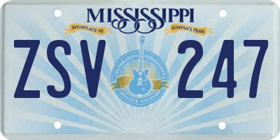 MS license plate ZSV247