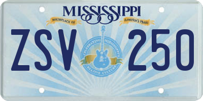 MS license plate ZSV250
