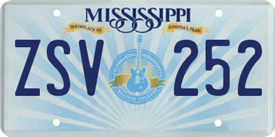 MS license plate ZSV252