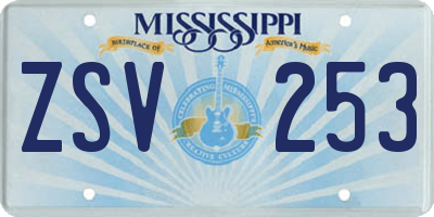 MS license plate ZSV253