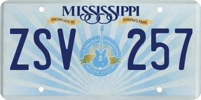 MS license plate ZSV257