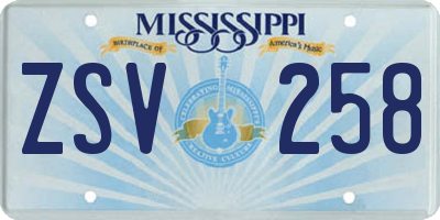 MS license plate ZSV258