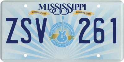 MS license plate ZSV261