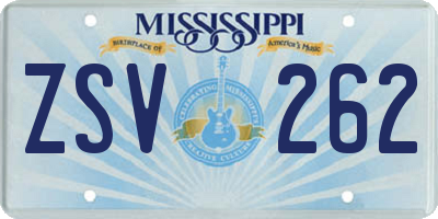 MS license plate ZSV262