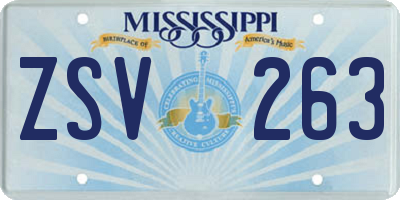 MS license plate ZSV263