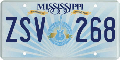 MS license plate ZSV268