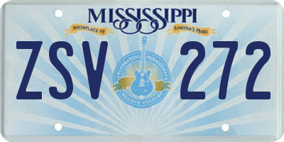 MS license plate ZSV272