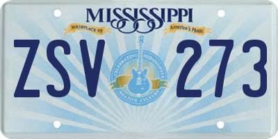 MS license plate ZSV273