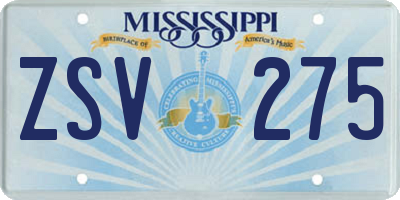 MS license plate ZSV275