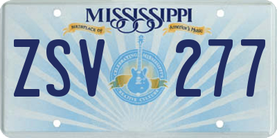 MS license plate ZSV277