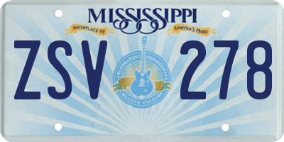 MS license plate ZSV278