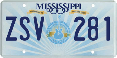 MS license plate ZSV281