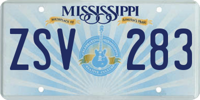 MS license plate ZSV283