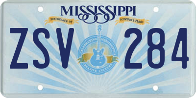 MS license plate ZSV284