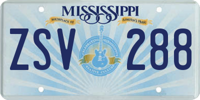 MS license plate ZSV288