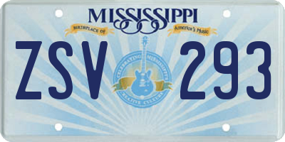 MS license plate ZSV293