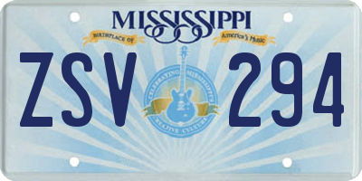 MS license plate ZSV294