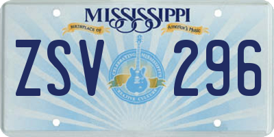 MS license plate ZSV296