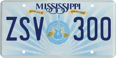 MS license plate ZSV300