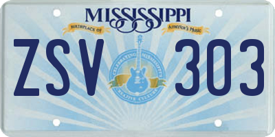 MS license plate ZSV303
