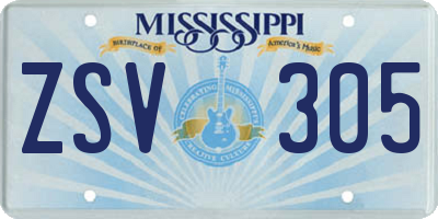 MS license plate ZSV305