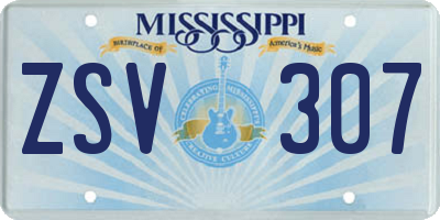 MS license plate ZSV307