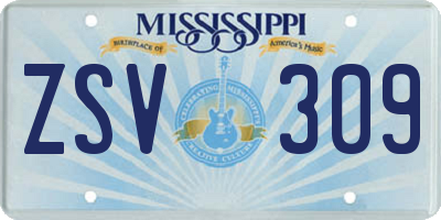 MS license plate ZSV309