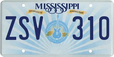 MS license plate ZSV310