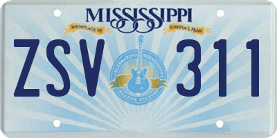 MS license plate ZSV311