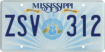 MS license plate ZSV312