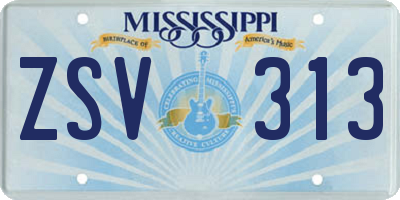 MS license plate ZSV313