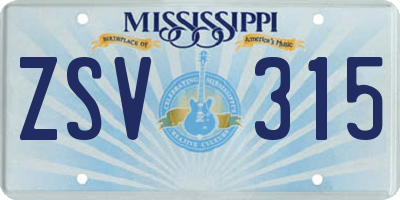 MS license plate ZSV315