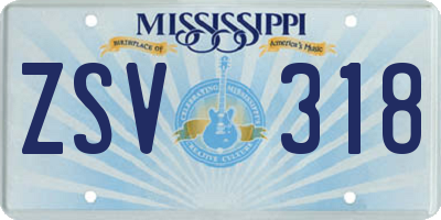 MS license plate ZSV318