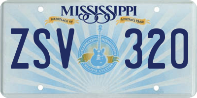 MS license plate ZSV320