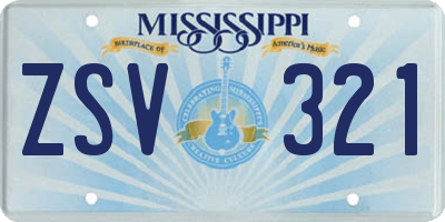 MS license plate ZSV321