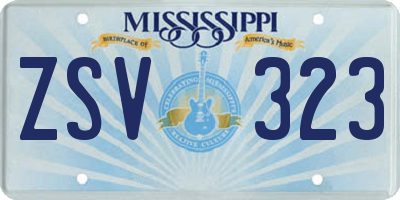 MS license plate ZSV323