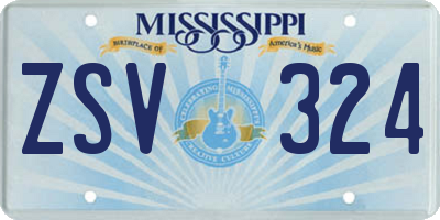 MS license plate ZSV324