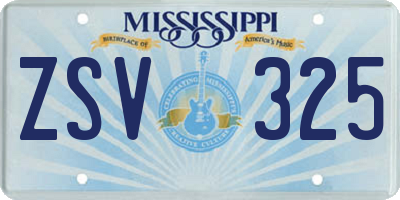 MS license plate ZSV325