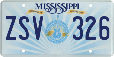 MS license plate ZSV326