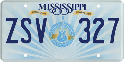 MS license plate ZSV327