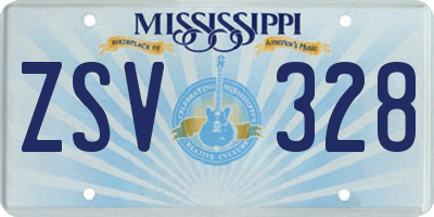 MS license plate ZSV328