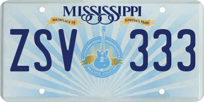 MS license plate ZSV333