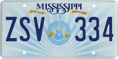 MS license plate ZSV334