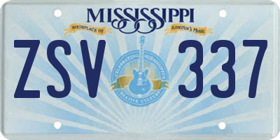 MS license plate ZSV337