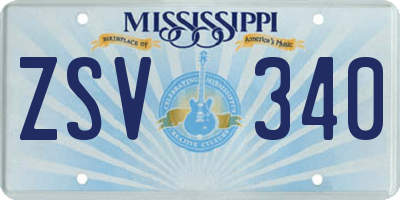 MS license plate ZSV340
