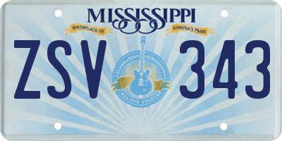 MS license plate ZSV343