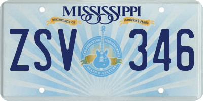 MS license plate ZSV346
