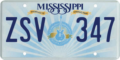 MS license plate ZSV347